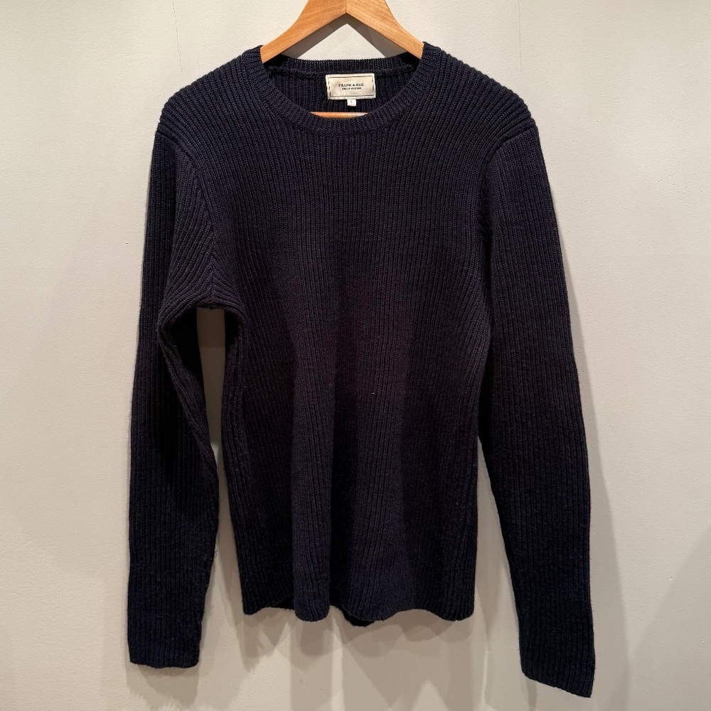 Frank & Oak navy knit sweater, size L